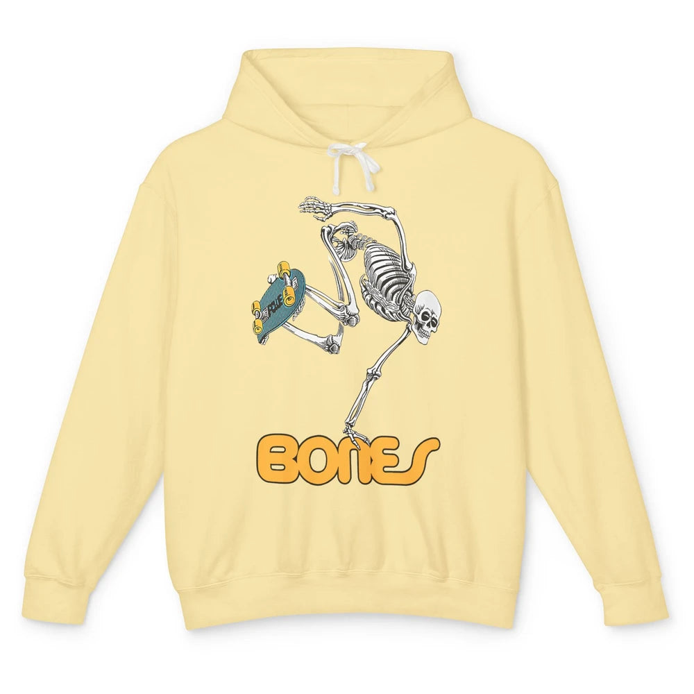 Funny Skeleton Skateboarding Halloween Bones Costume Gift Unisex Lightweight Hoodie