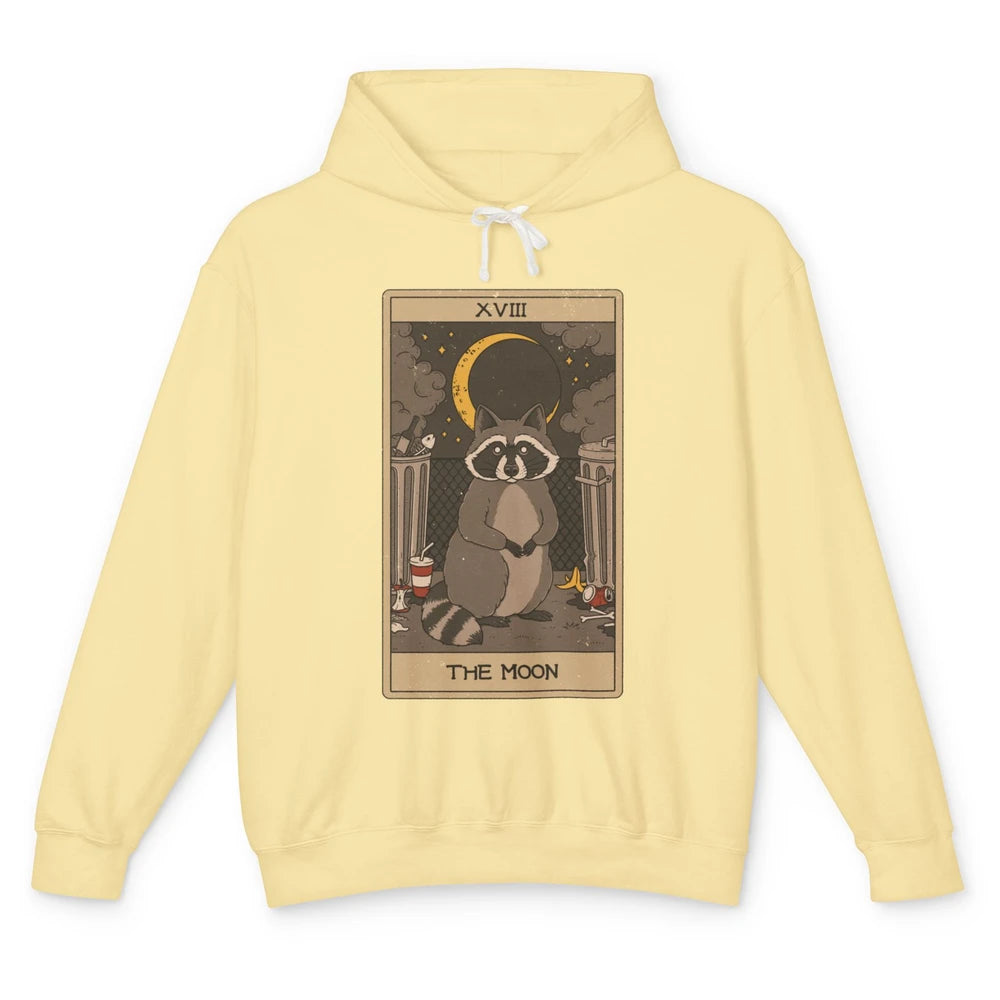 The Moon Raccoon Tarot Card Vintage Opossum Trashed Panda Unisex Lightweight Hoodie