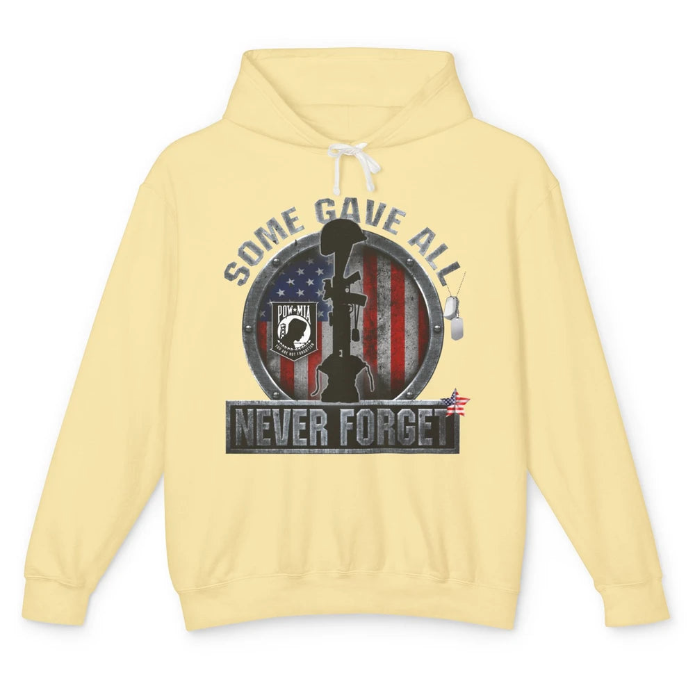 Retro US Veteran Some Gave All Never Forget Memorial Day Unisex Lightweight Hoodie