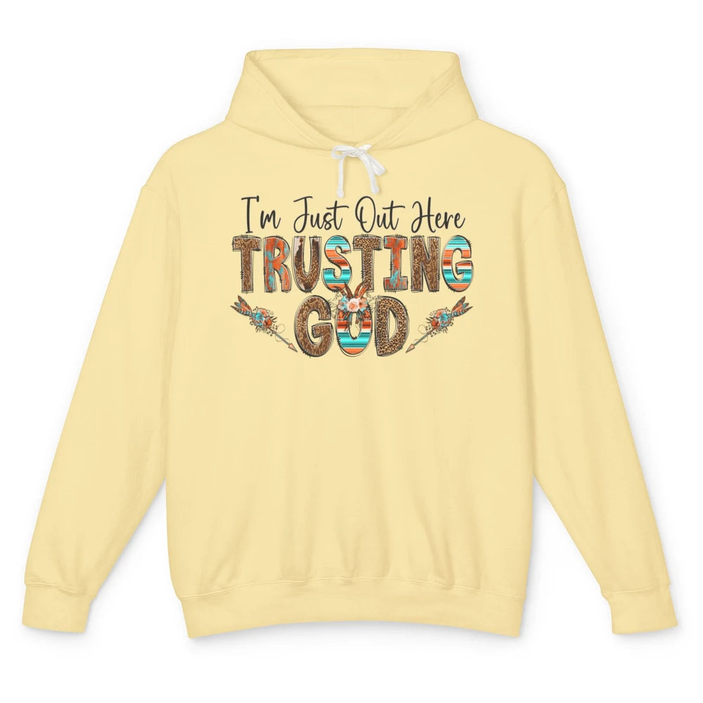 Out Here Trusting God Jesus Religion Christian Floral Bible Unisex Lightweight Hoodie