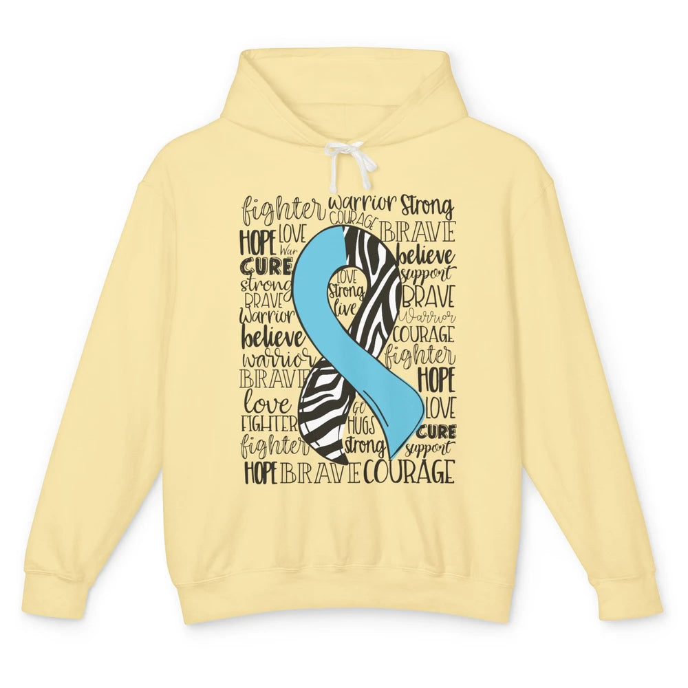 Hereditary Angioedema Awareness Zebra Blue Ribbon Hope Love Unisex Lightweight Hoodie