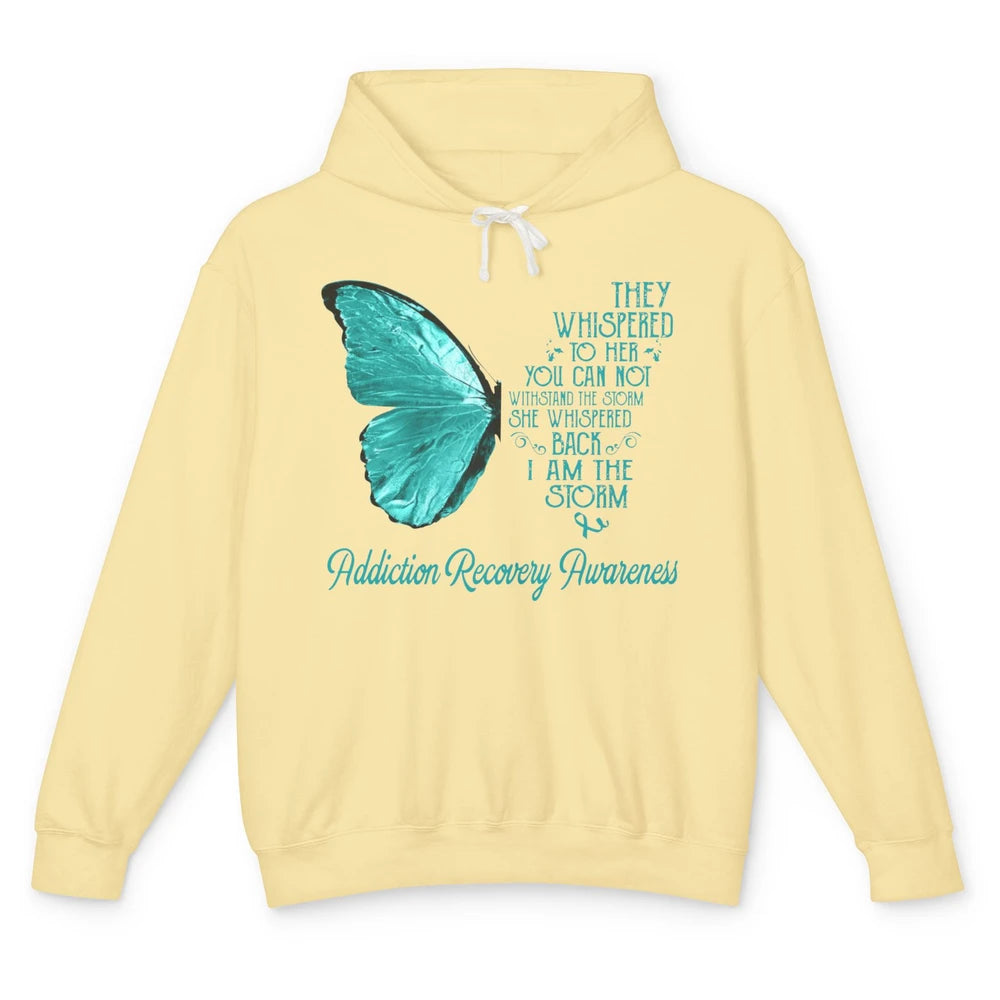 Addiction Recovery Awareness Ribbon Butterfly I'm The Storm Unisex Lightweight Hoodie