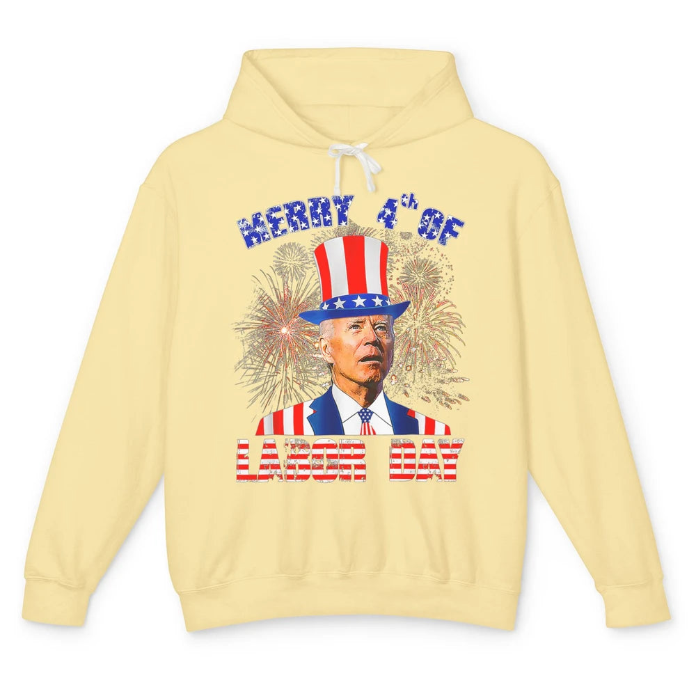 Funny Joe Biden Merry 4th Of Labor Day Humor American Flag Unisex Lightweight Hoodie