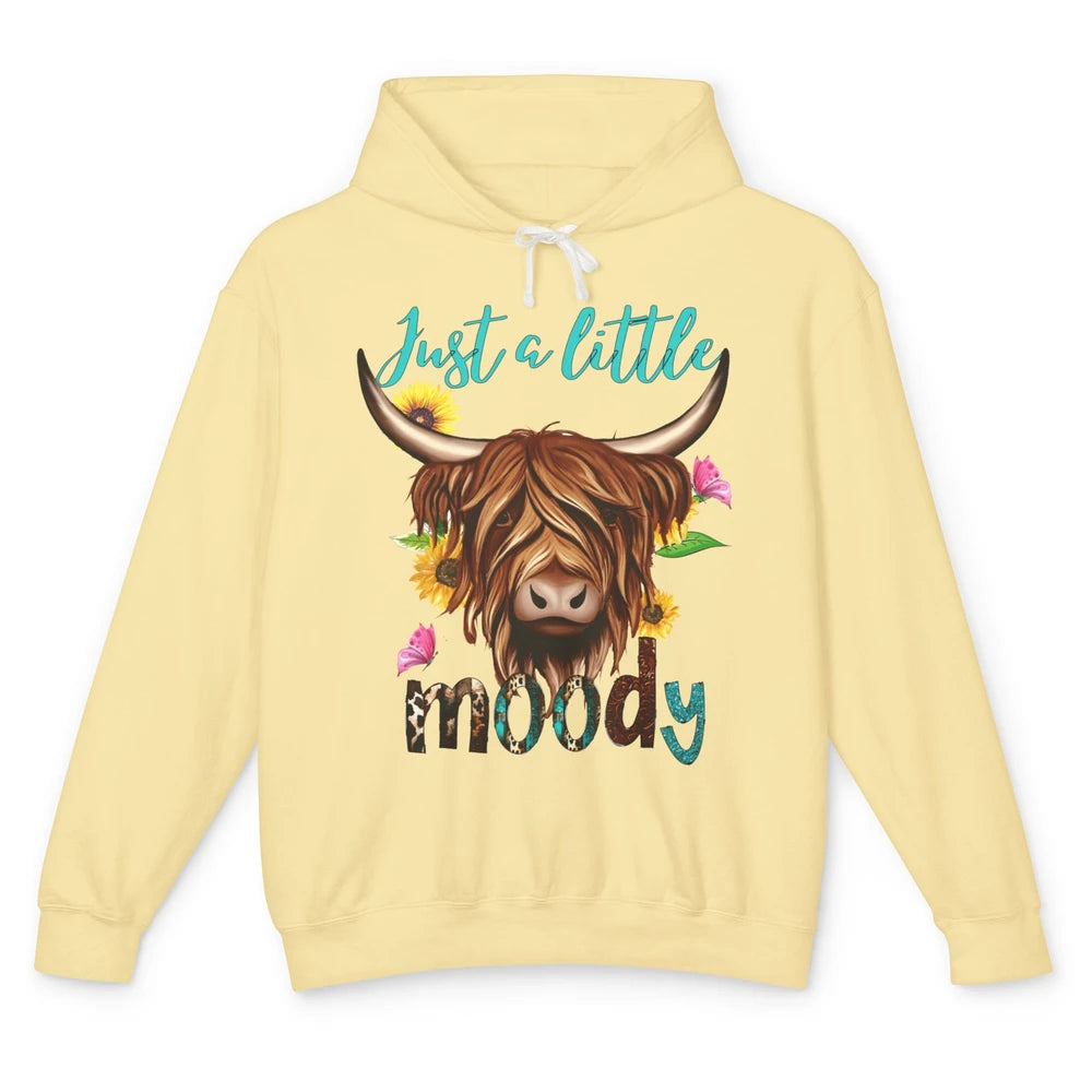 Funny Heifer Cow Just A Little Moody Leopard Western Country Unisex Lightweight Hoodie