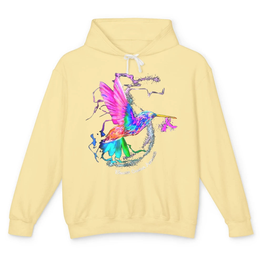 Breast Cancer Awareness Hummingbird Sunflower Pink Ribbon Unisex Lightweight Hoodie