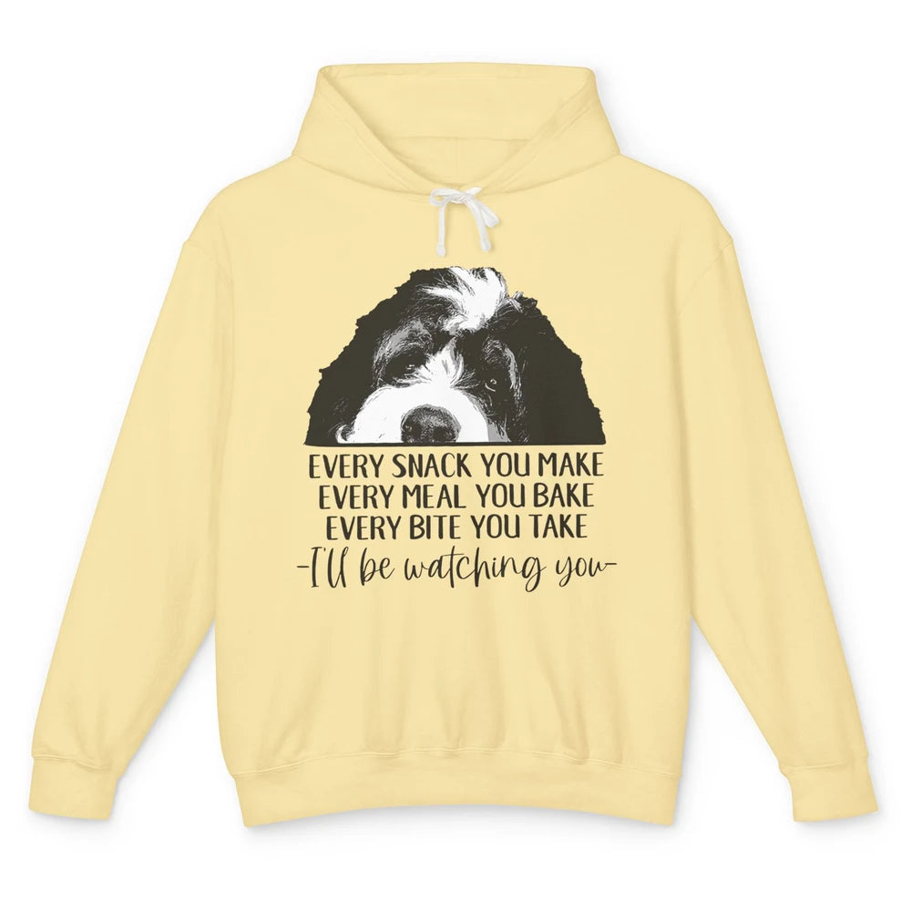 Bernedoodle I'll Be Watching You Bernedoodle Dog Lovers Gift Unisex Lightweight Hoodie