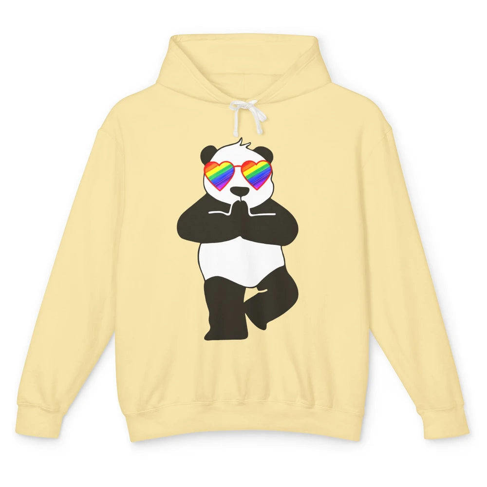 Yoga Panda LGBT Gay Pride Month Rainbow Sunglasses Love Unisex Lightweight Hoodie