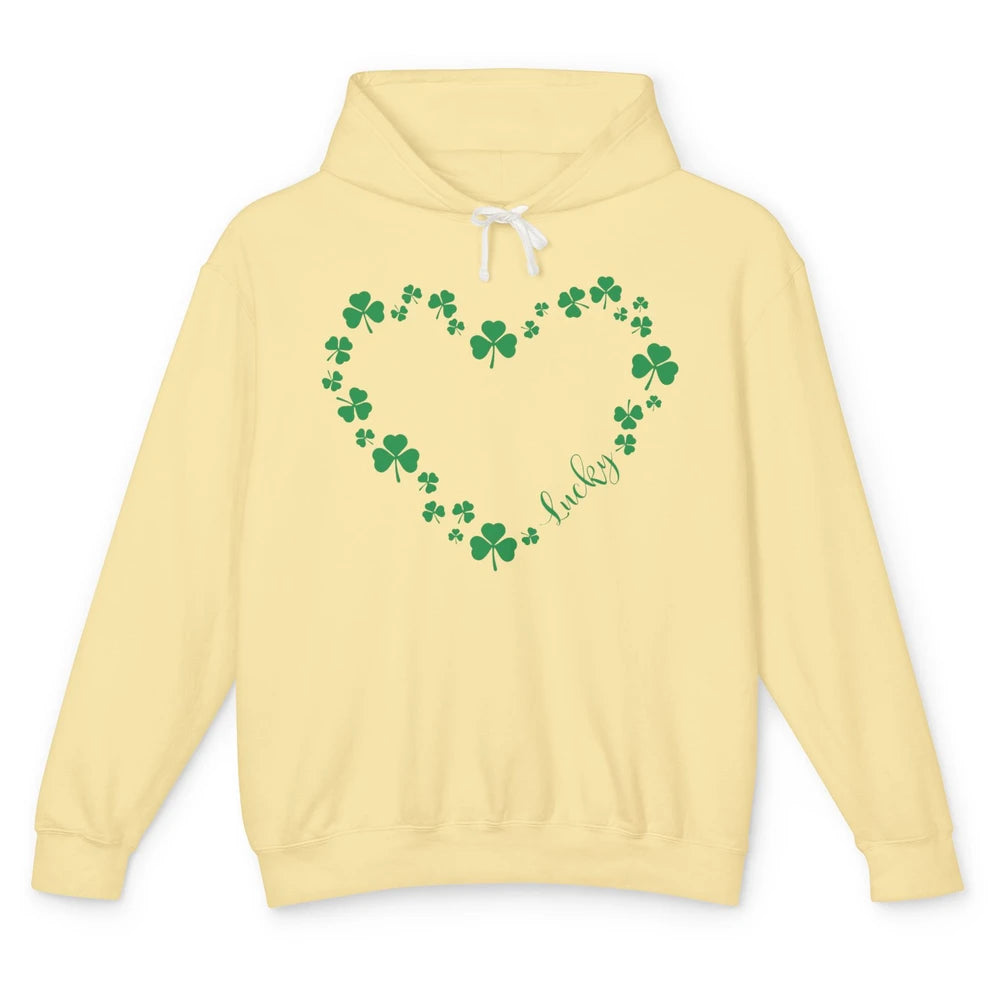 St Patricks Day Shamrock Heart Lucky St Paddy Irish Holiday Unisex Lightweight Hoodie