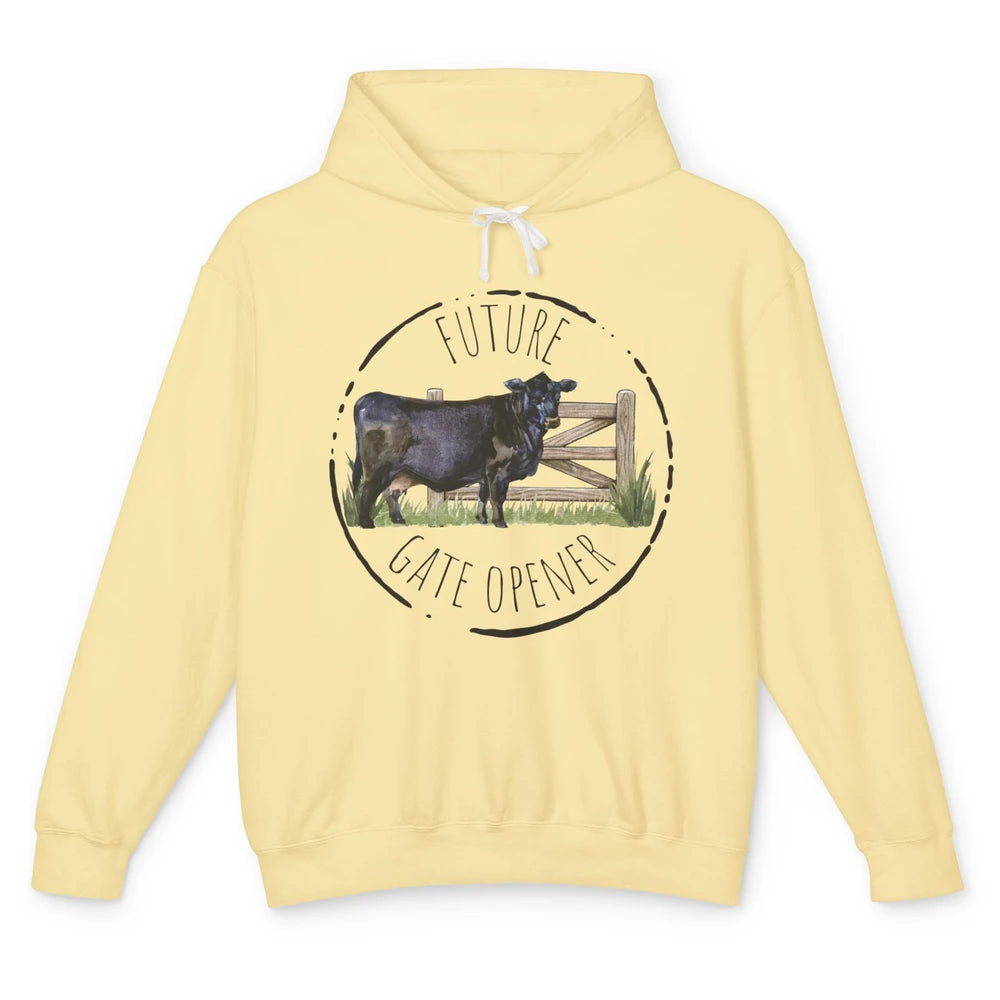 Funny Cow Future Gate Opener Farm Animals Cattle Farmers Unisex Lightweight Hoodie