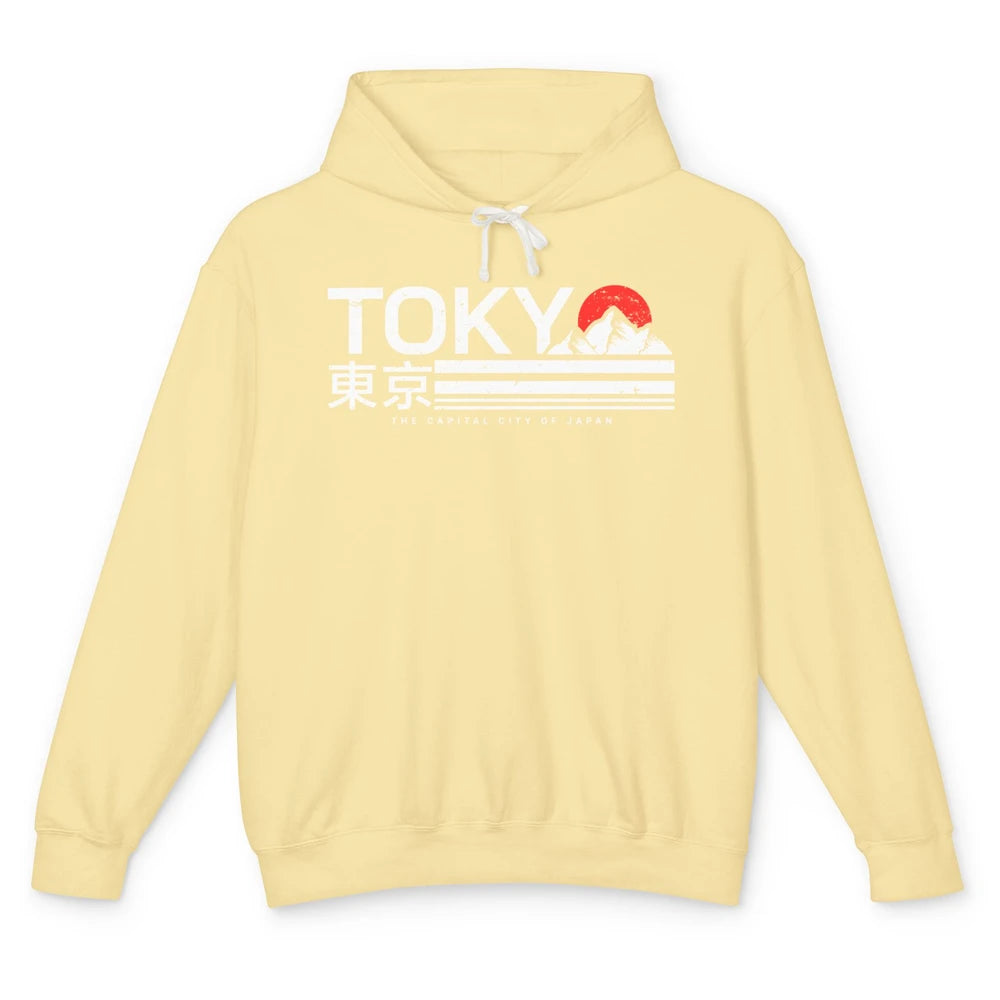 Vintage Sunset Mount Fuji Tokyo The Capital City Of Japan Unisex Lightweight Hoodie