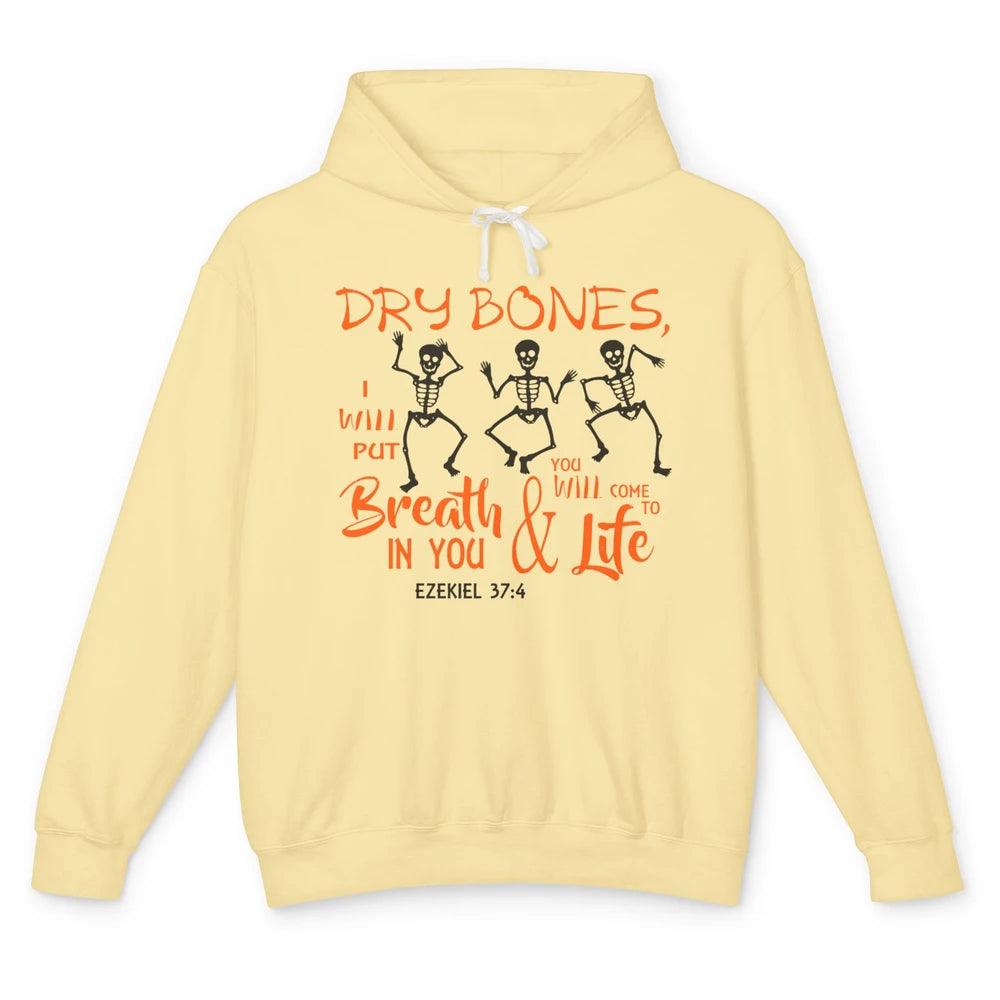 Dancing Skeleton Dry Bones Come Alive Halloween Christian Unisex Lightweight Hoodie