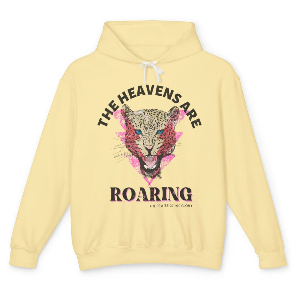 Retro Lion Heavens Are Roaring Bible Lightning Bolt Leopard Unisex Lightweight Hoodie