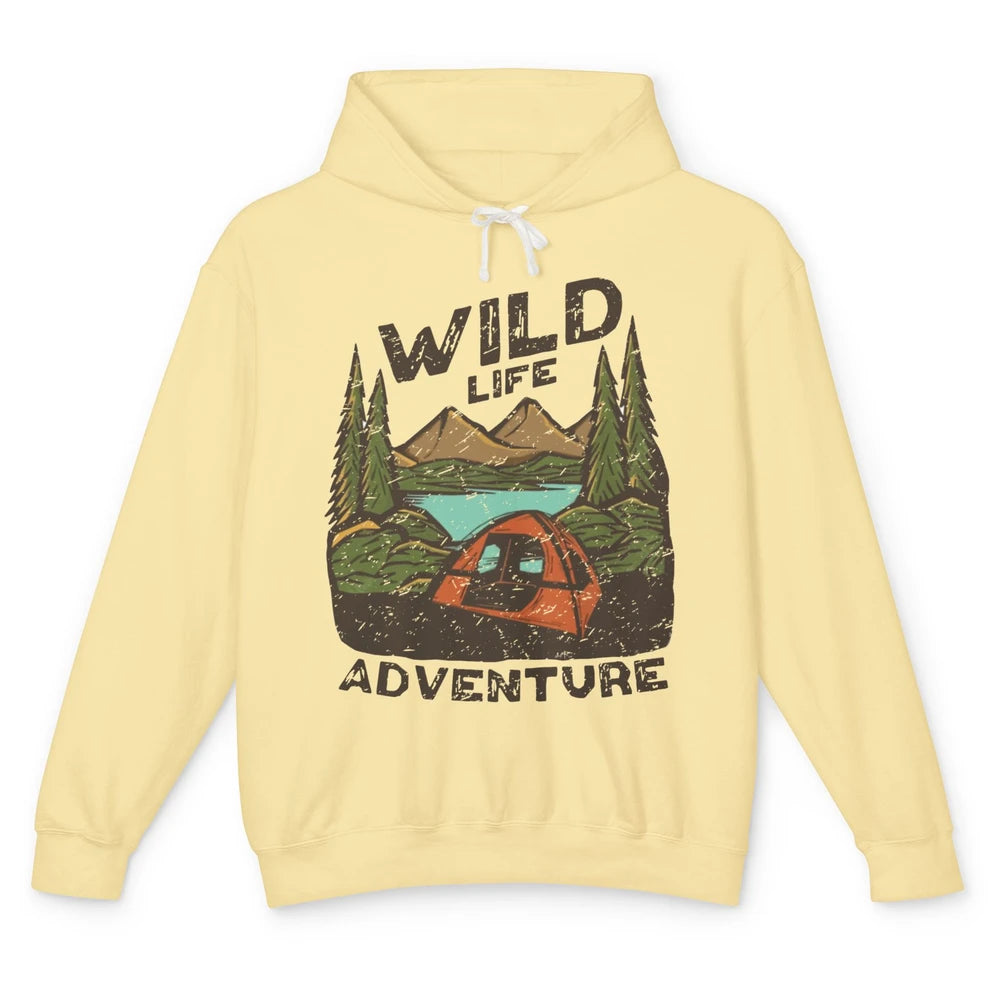 Wild Life Adventure Camping Mountain Wilderness Campfire Unisex Lightweight Hoodie