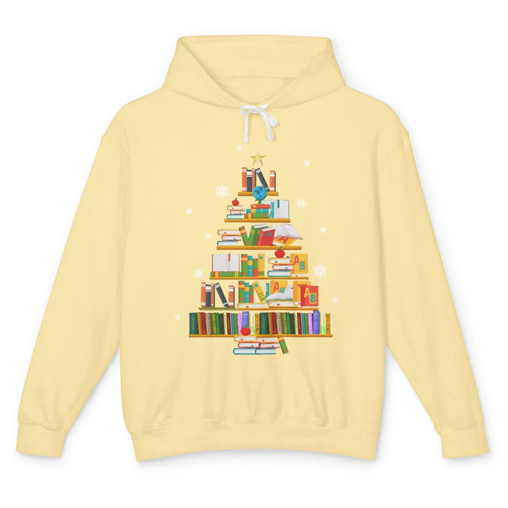 Funny Book Christmas Tree Book Reading Lovers Chritmas Gift Unisex Lightweight Hoodie