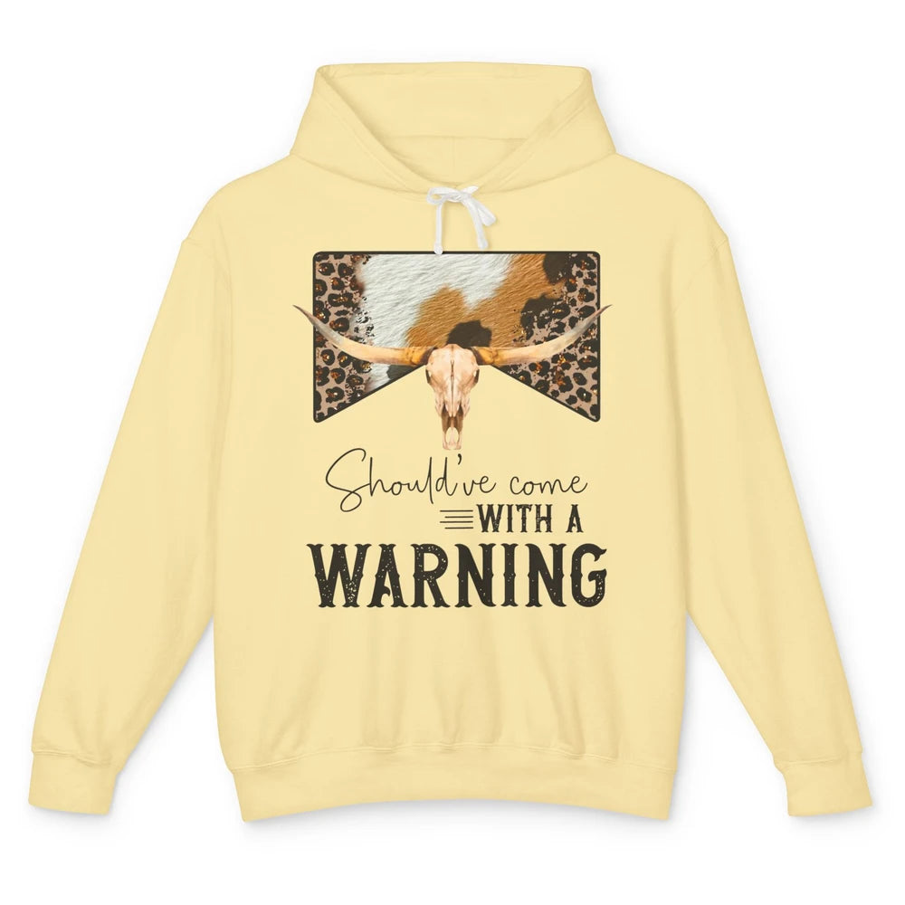 Leopard Cow Skull Should've Come With A Warning Western Unisex Lightweight Hoodie