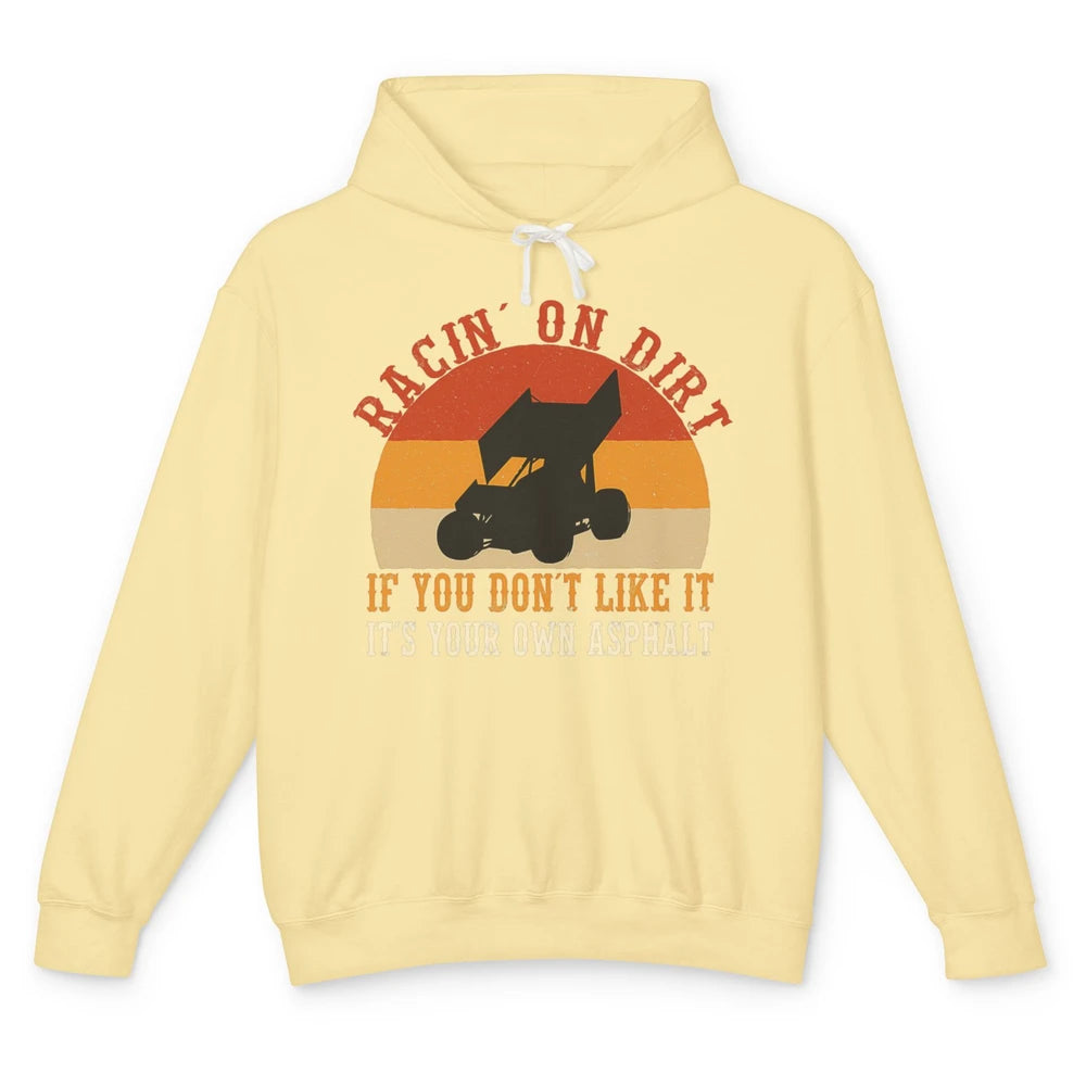 Racing On Dirt Truck Sprint Car Retro Race Track Vintage Unisex Lightweight Hoodie