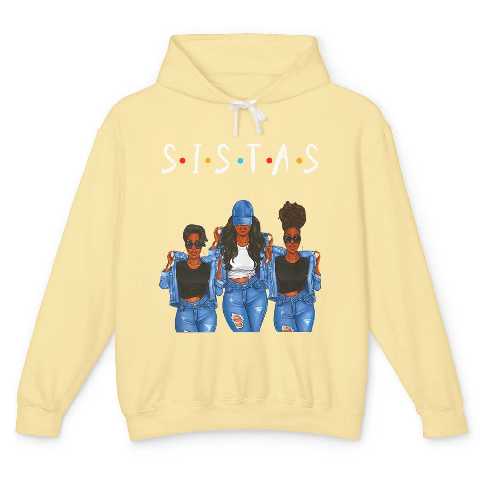 Sistas Awesome Afro Girl Together Black Girls Melanin Bestie Unisex Lightweight Hoodie