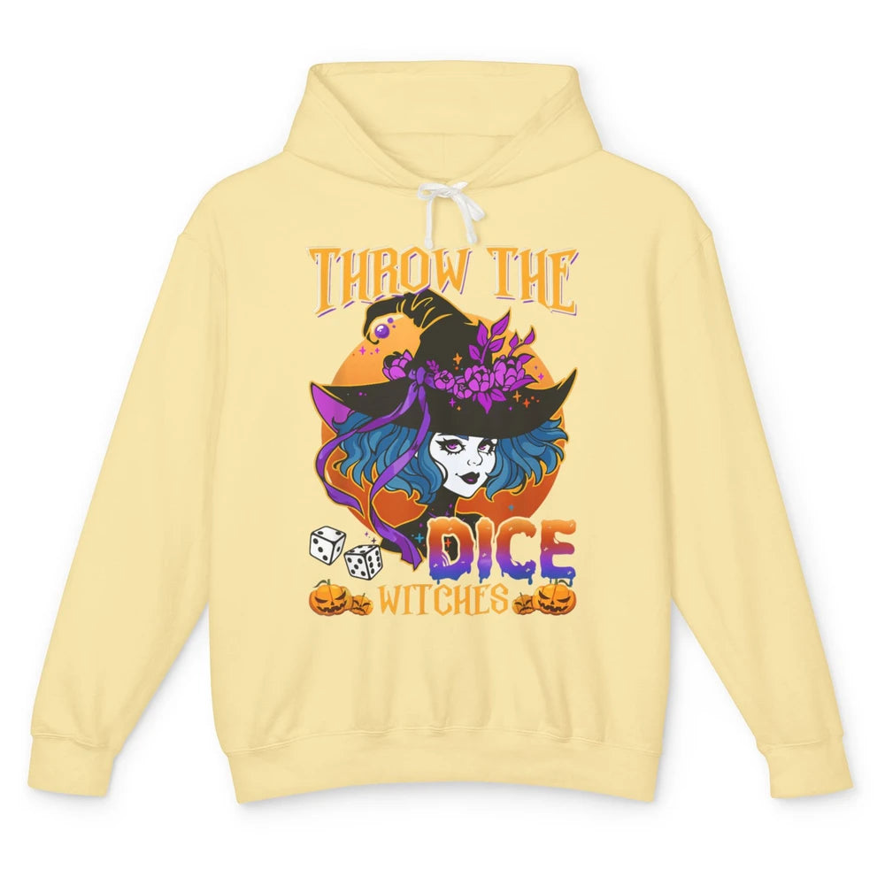 Retro Throw The Dice Witches Bunco Halloween Pumpkin Gothic Unisex Lightweight Hoodie