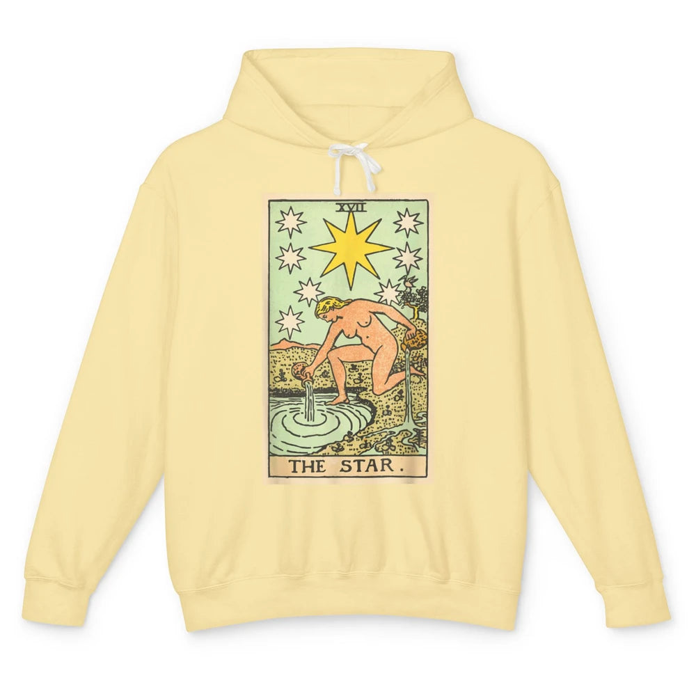 The Star Tarot Card Lady Crescent Vintage Moon Halloween Unisex Lightweight Hoodie