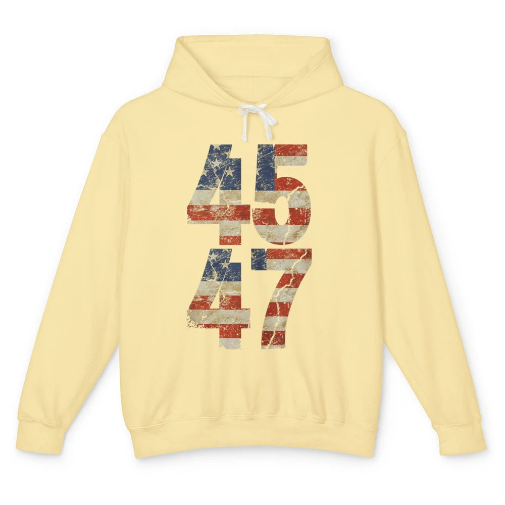 Retro 45 47 Vote Donald Trump Save America Again Republican Unisex Lightweight Hoodie