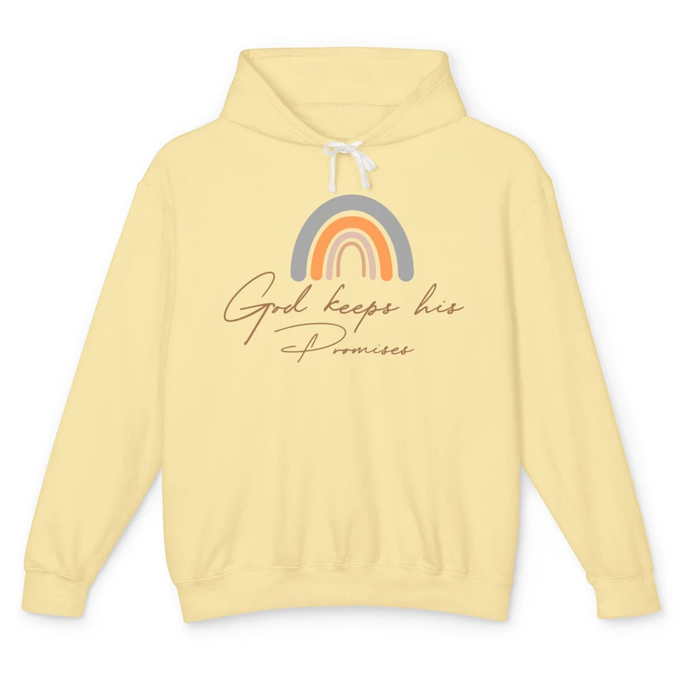 Boho Rainbow God Keeps His Promises Christian Religious Unisex Lightweight Hoodie