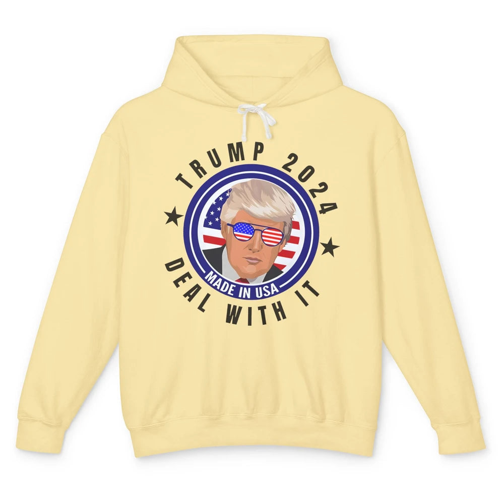 Vote Trump 2024 Deal With It Funny Republican Pro America Unisex Lightweight Hoodie