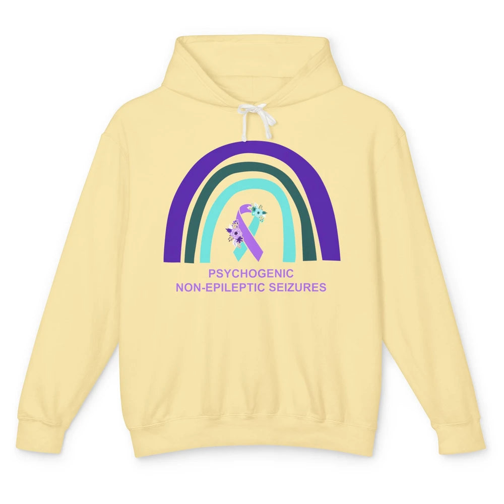 Psychogenic Non-epileptic Seizures PNES Purple Teal Rainbow Unisex Lightweight Hoodie