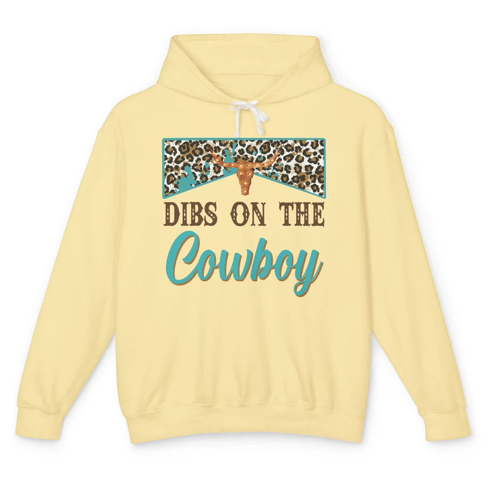 Leopard Bull Skull Dibs On The Cowboy Western Country Cowboy Unisex Lightweight Hoodie