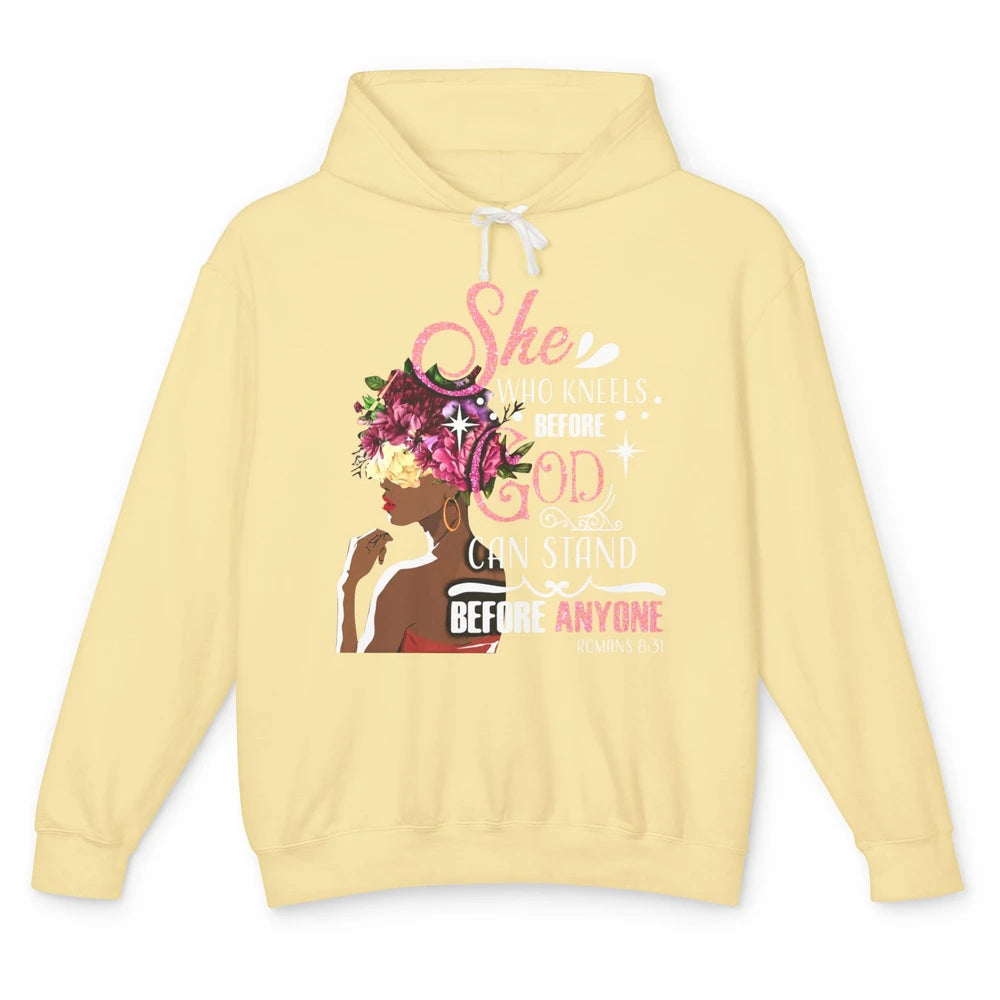 Black Girl She Who Kneels Before God Christian Afro Women Unisex Lightweight Hoodie