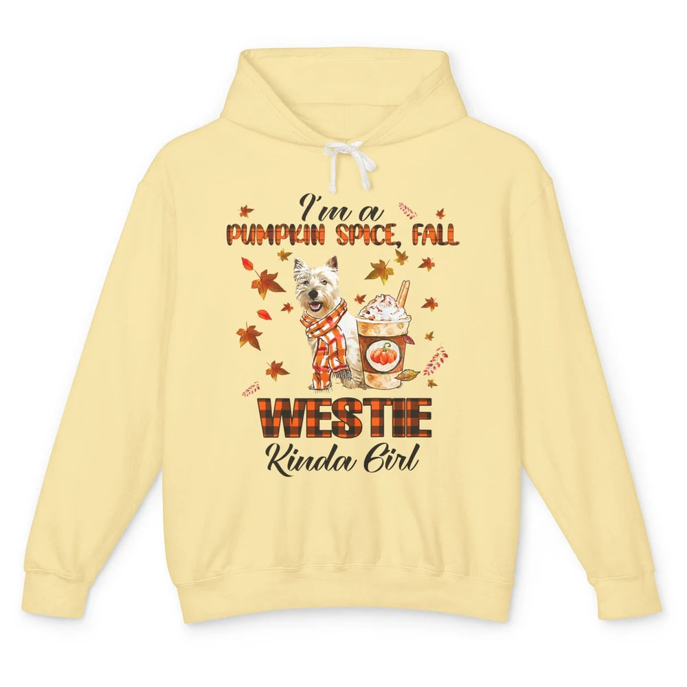 I'm A Pumpkin Spice Fall And Westie Kinda Girl Fall Leaves Unisex Lightweight Hoodie