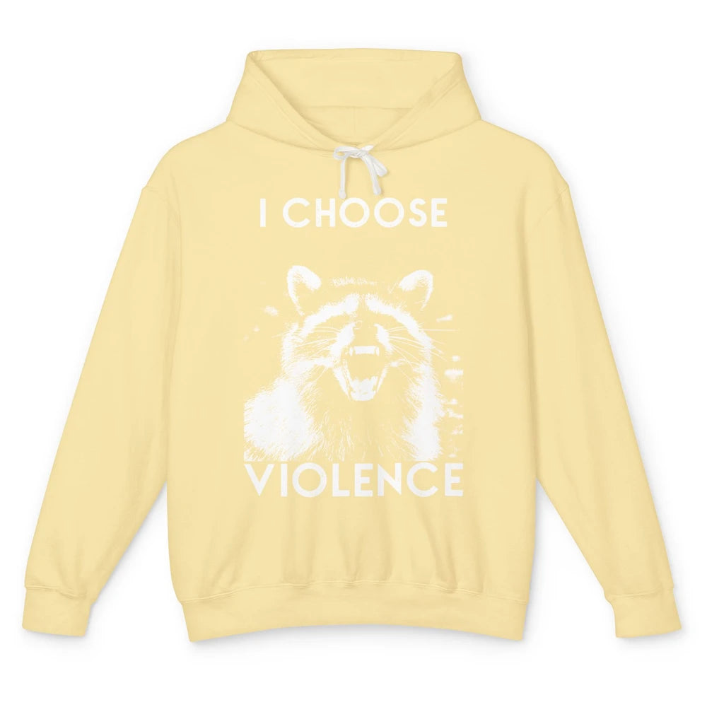 Funny Raccoon Disobey I Choose Violence Sarcastic Raccoon Unisex Lightweight Hoodie