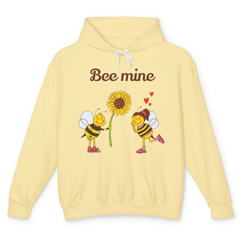 Bee Mine Love Valentine's Day Couple Romantic Bee Love Unisex Lightweight Hoodie