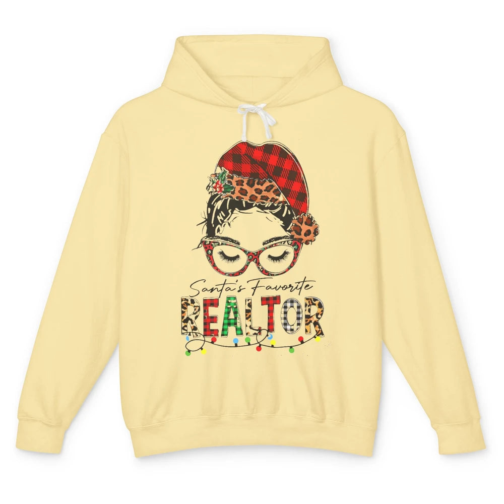 Merry Christmas Xmas Santa Messy Hair Realtor Real Estate Unisex Lightweight Hoodie