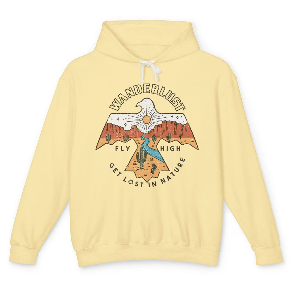 Vintage Eagle Desert Wanderlust Get Lost In Nature Outdoor Unisex Lightweight Hoodie