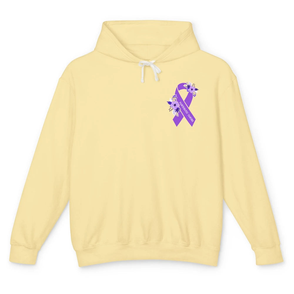 Pancreatic Cancer Awareness Floral Purple Ribbon Rainbow Unisex Lightweight Hoodie