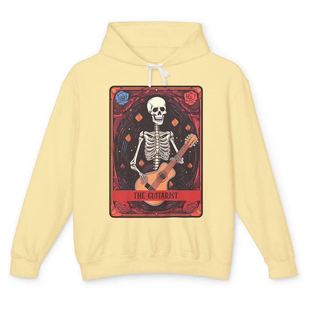 Retro Skeleton Musician The Guitarist Tarot Card Halloween Unisex Lightweight Hoodie