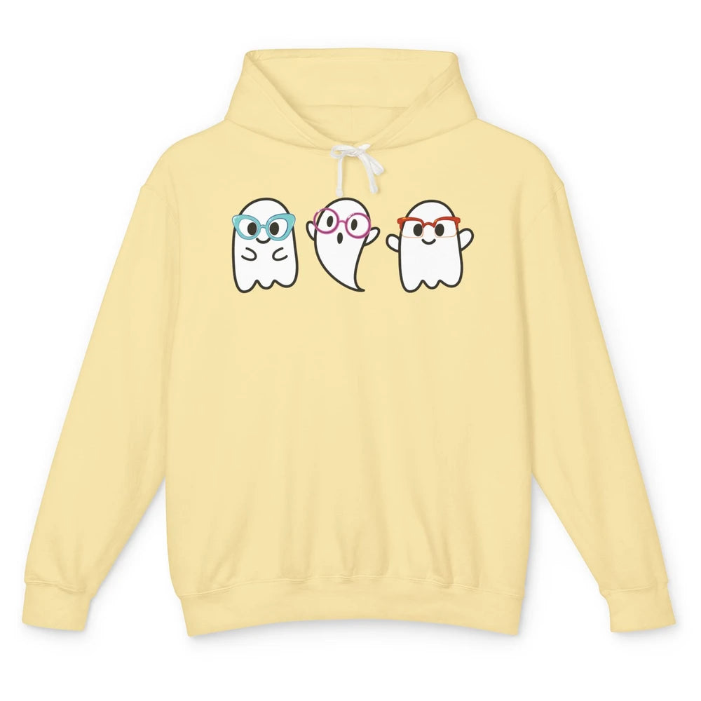 Cute Little Ghosts Glasses Optometrist Halloween Optician Unisex Lightweight Hoodie