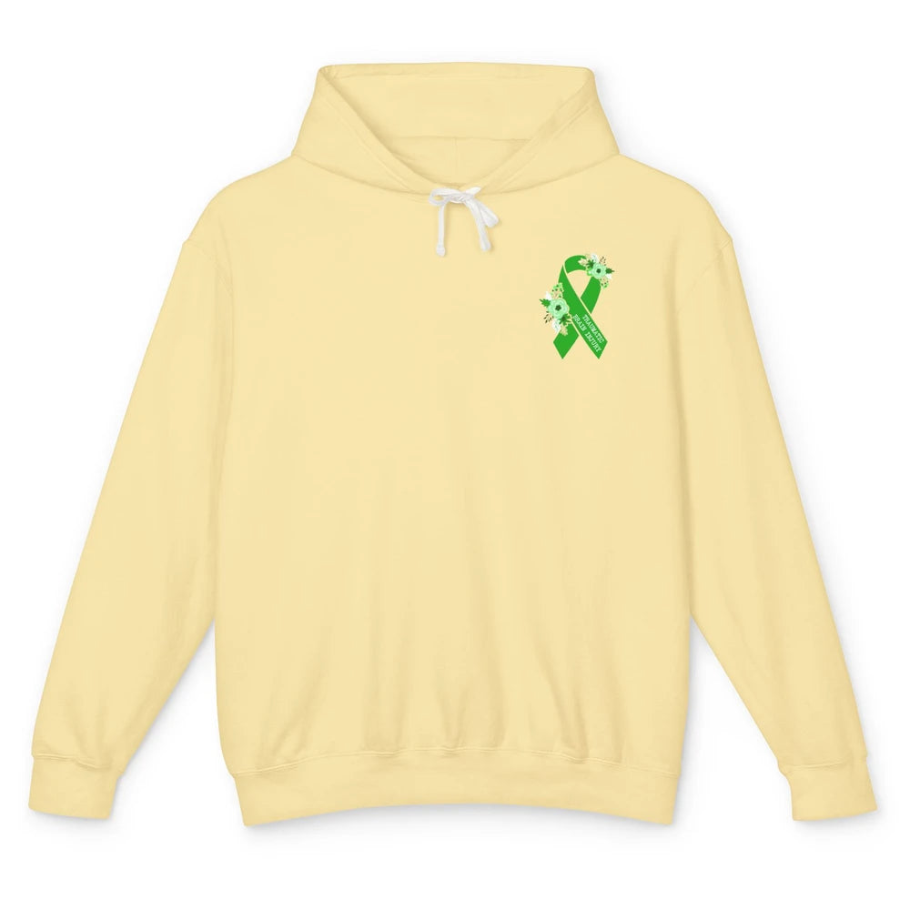 Traumatic Brain Injury Awareness Floral Green Ribbon TBI Unisex Lightweight Hoodie