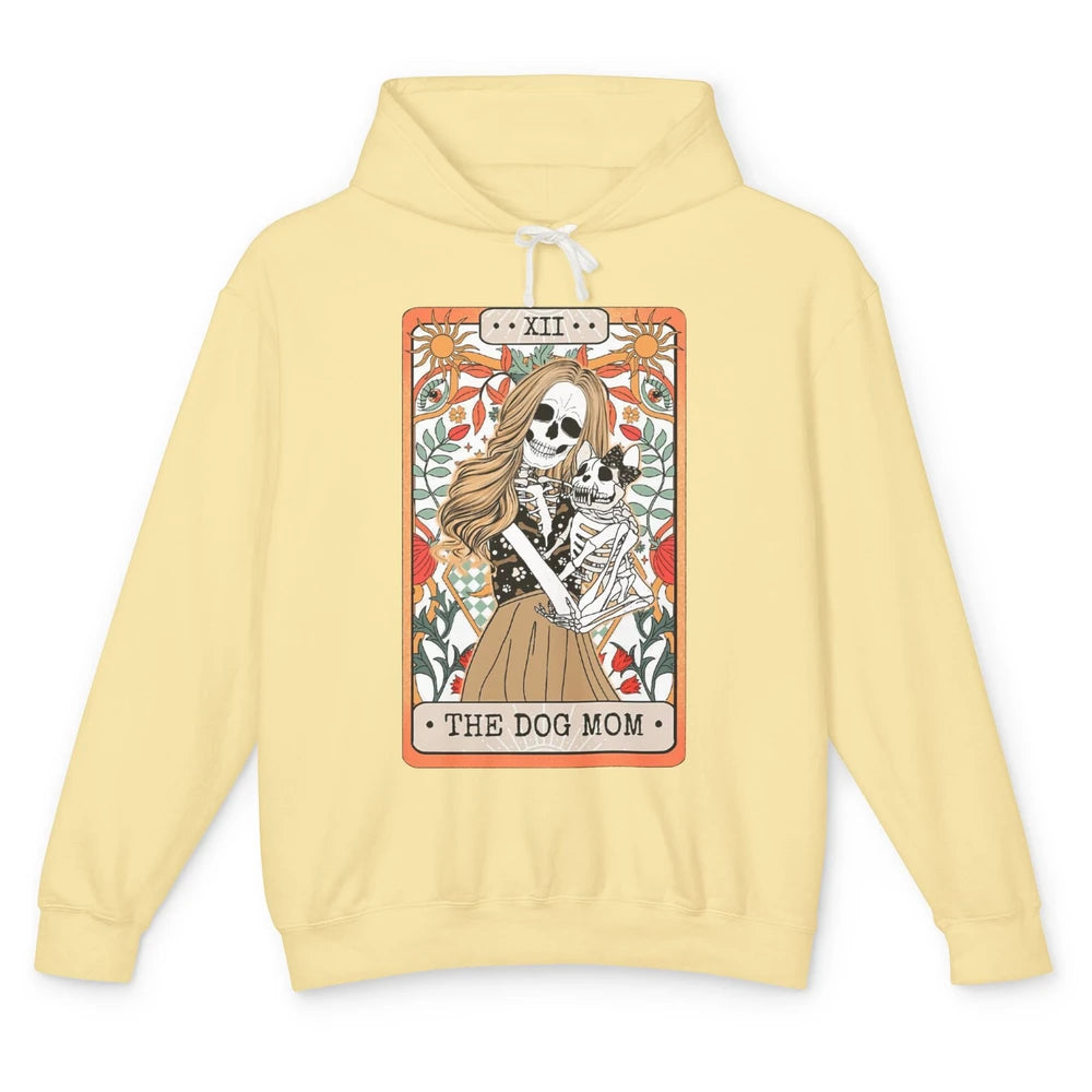 Retro Skeleton Tarot Card The Dog Mom Halloween Dog Lovers Unisex Lightweight Hoodie