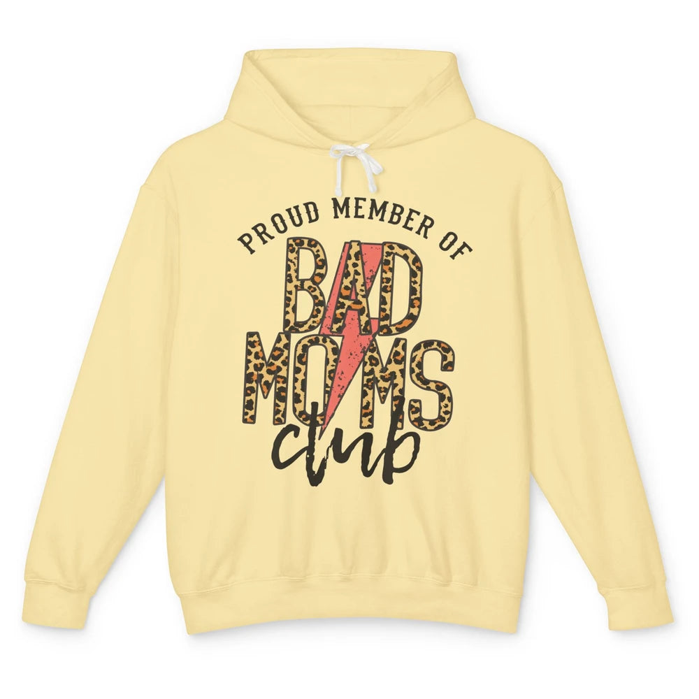 Leopard Proud Member Of Bad Moms Club Lightning Bolt Western Unisex Lightweight Hoodie