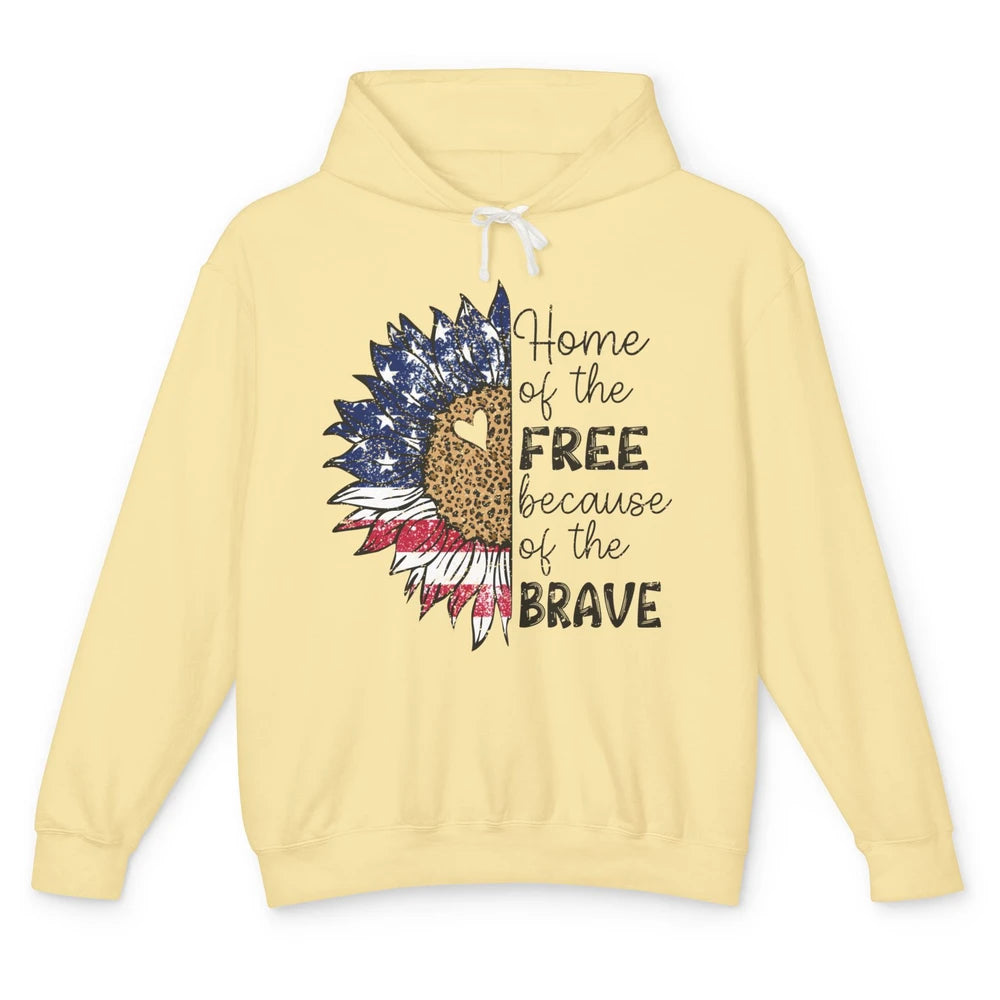 Sunflower 4th Of July Home Of The Free Because Of The Brave Unisex Lightweight Hoodie