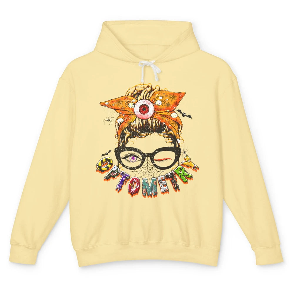 Optometry Messy Bun Glasses Halloween Optometrist Optician Unisex Lightweight Hoodie