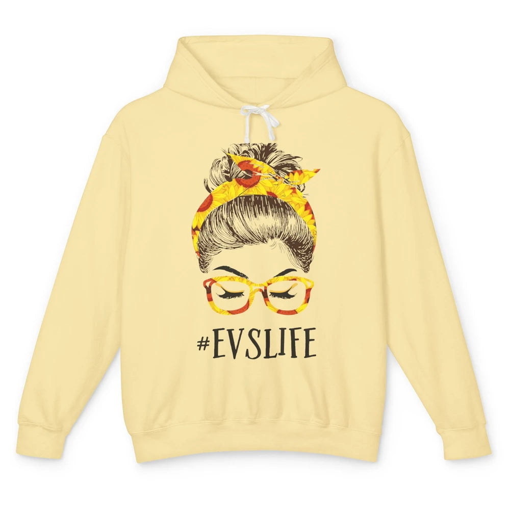 EVS Life Messy Bun Hair Sunflower Headband Appreciation Gift Unisex Lightweight Hoodie