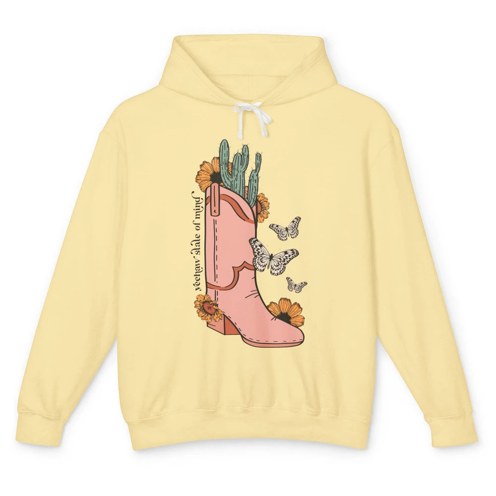 Yeehaw State of Mind Western Cowgirl Boot Desert Sunflower Unisex Lightweight Hoodie