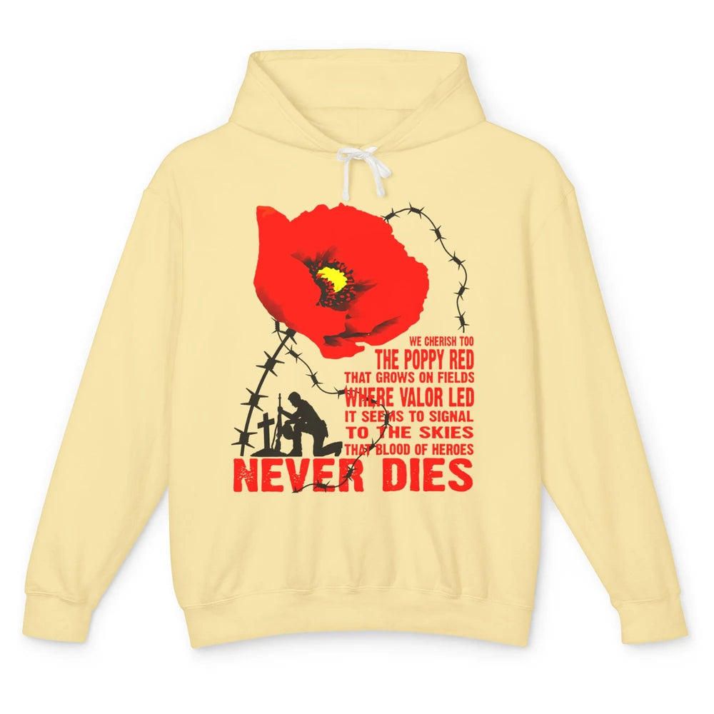 Memorial Day We Cherish Too The Poppy Red US Pride Gift Unisex Lightweight Hoodie