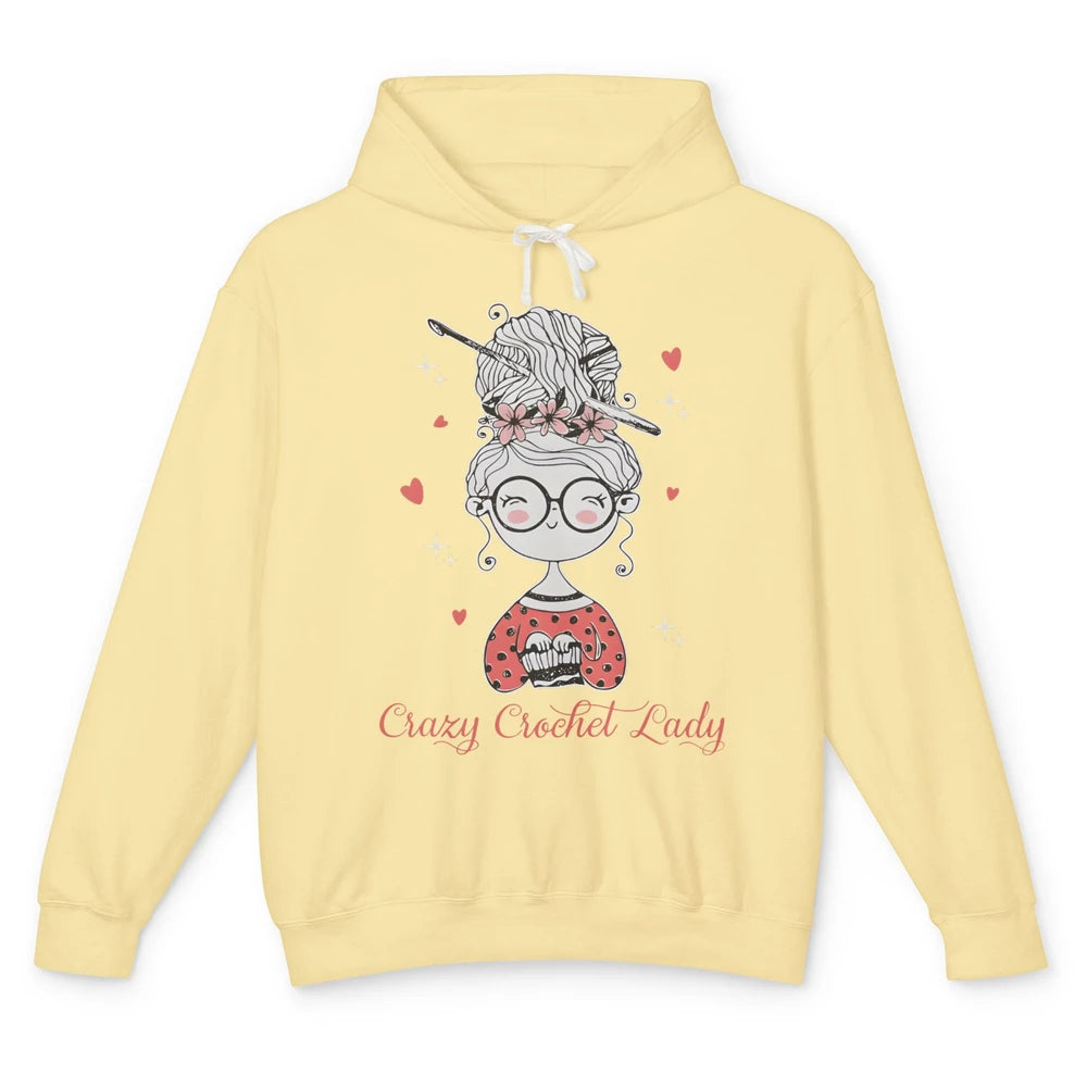 Cute Crocheting Crazy Crochet Lady Yarning Knitting Women Unisex Lightweight Hoodie