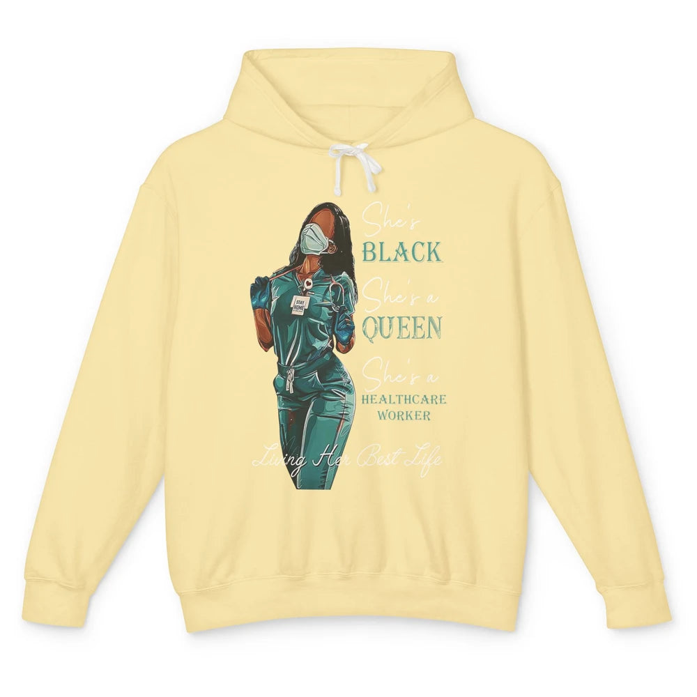 Black Healthcare Worker Proud Nurse Black Queen Pride Gift Unisex Lightweight Hoodie