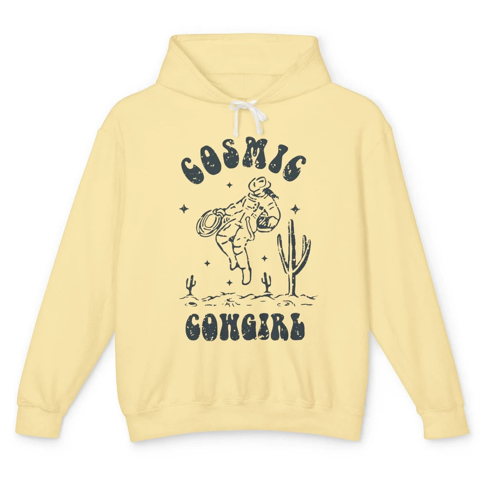 Retro Cowgirl In Space Cosmic Cowboy Western Country Cowgirl Unisex Lightweight Hoodie