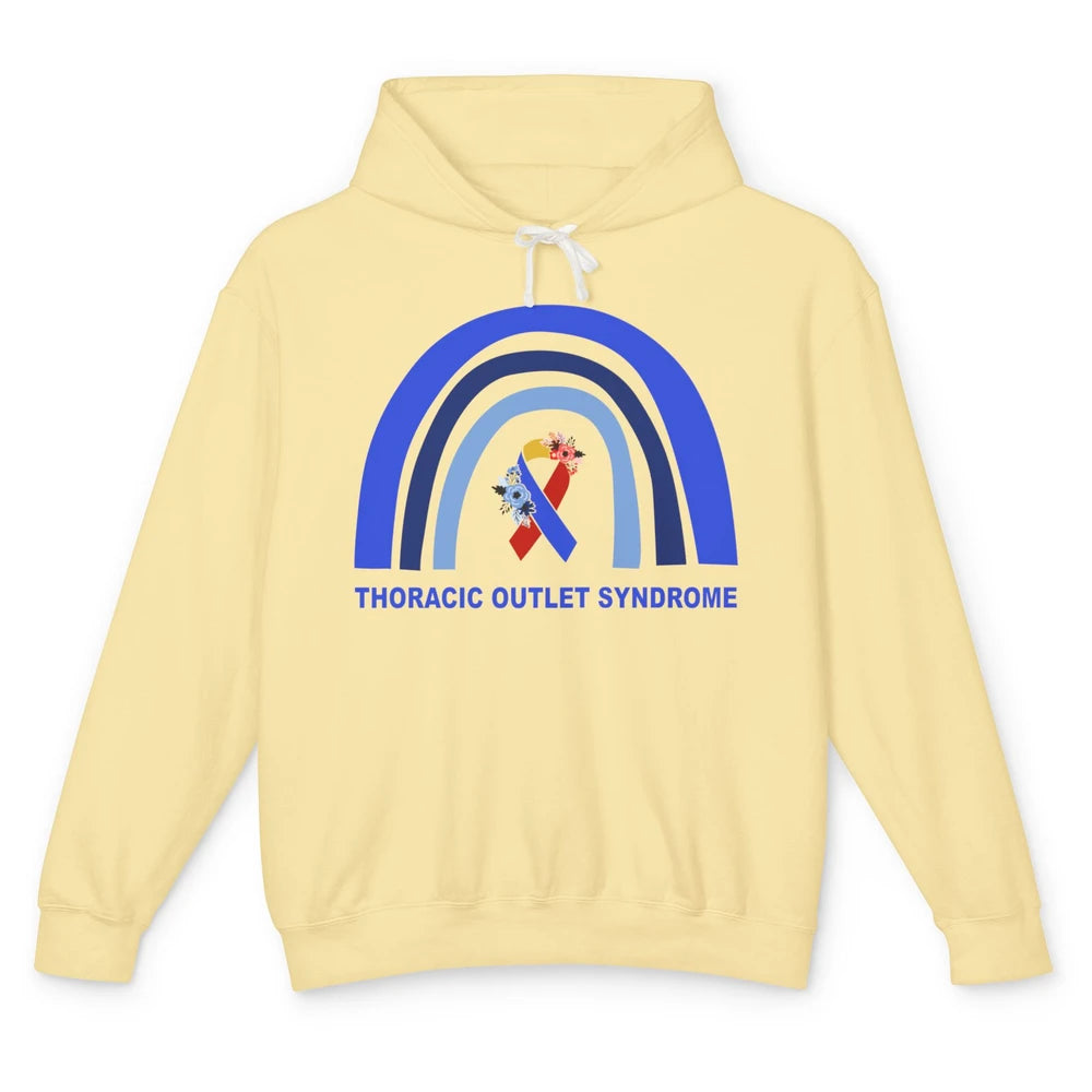 Thoracic Outlet Syndrome Awareness Floral Blue Red Ribbon Unisex Lightweight Hoodie