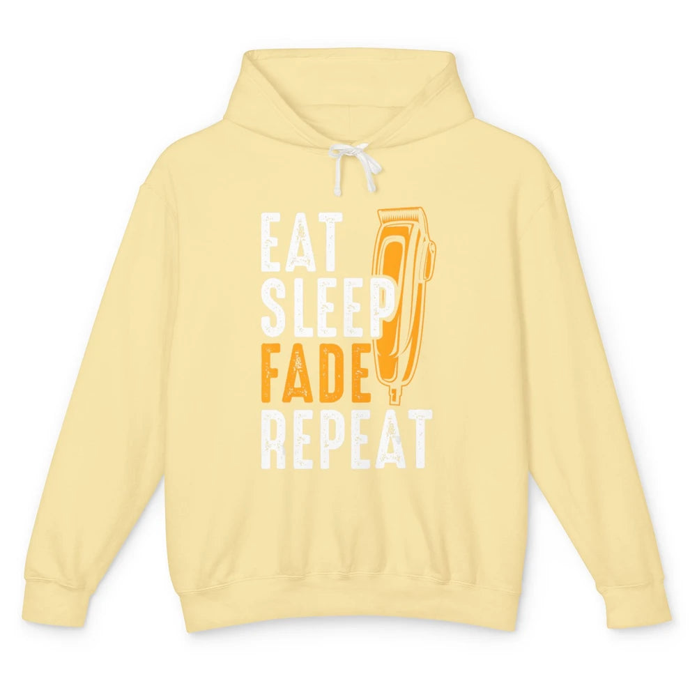 Eat Sleep Fade Repeat Barber Hairstylist Hairdresser Retro Unisex Lightweight Hoodie